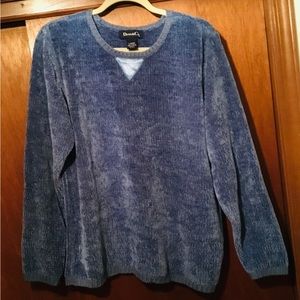 Denim & Co Chenille Sweater size Large Blue